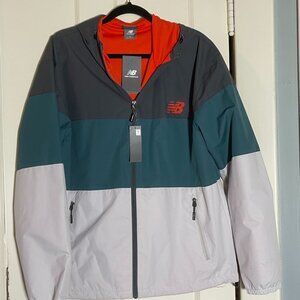 New Balance Hooded Windbreaker Jacket Colorblock Size Large NWT
